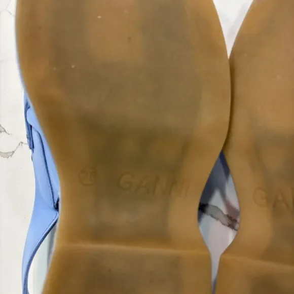 Ganni Loafers Womens Size 8 EU 38 Retro Slingback Platform Shoes Blue Leather - Picture 8 of 12